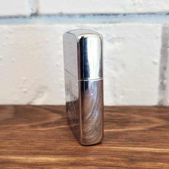 1996 Zippo Lighter, High Gloss Mirror Finish, Chrome With $ Dollar Sign Made USA - Picture 8 of 10